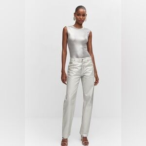 Mango Metallic Straight Leg Jean